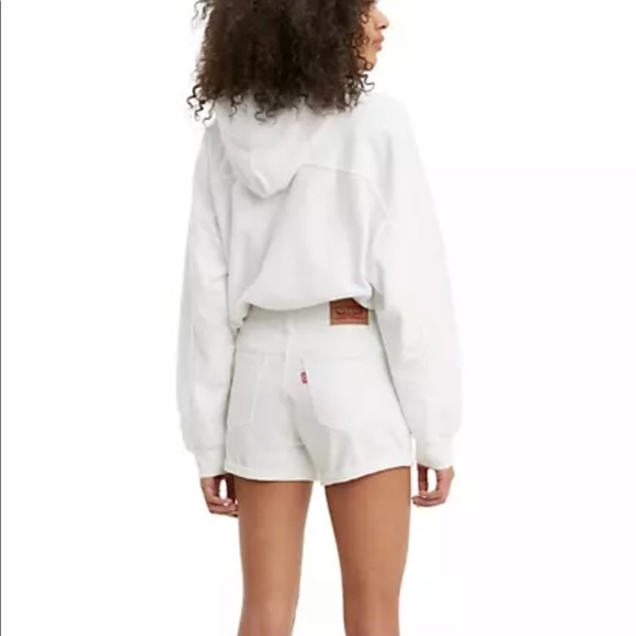 Levi’s Distressed Mid Rise White Denim Jean Short - Picture 4 of 12